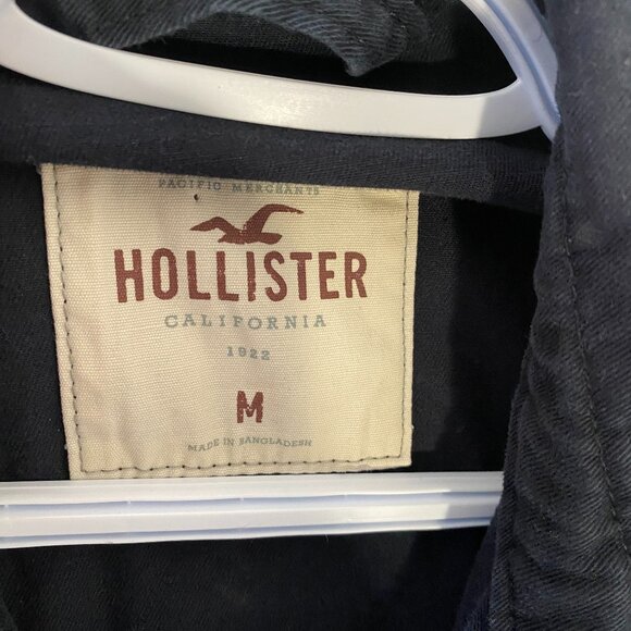HOLLISTER MEN JACKET M 44" Chest Military Navy Blue Zipper Canvas Pockets - Picture 2 of 7